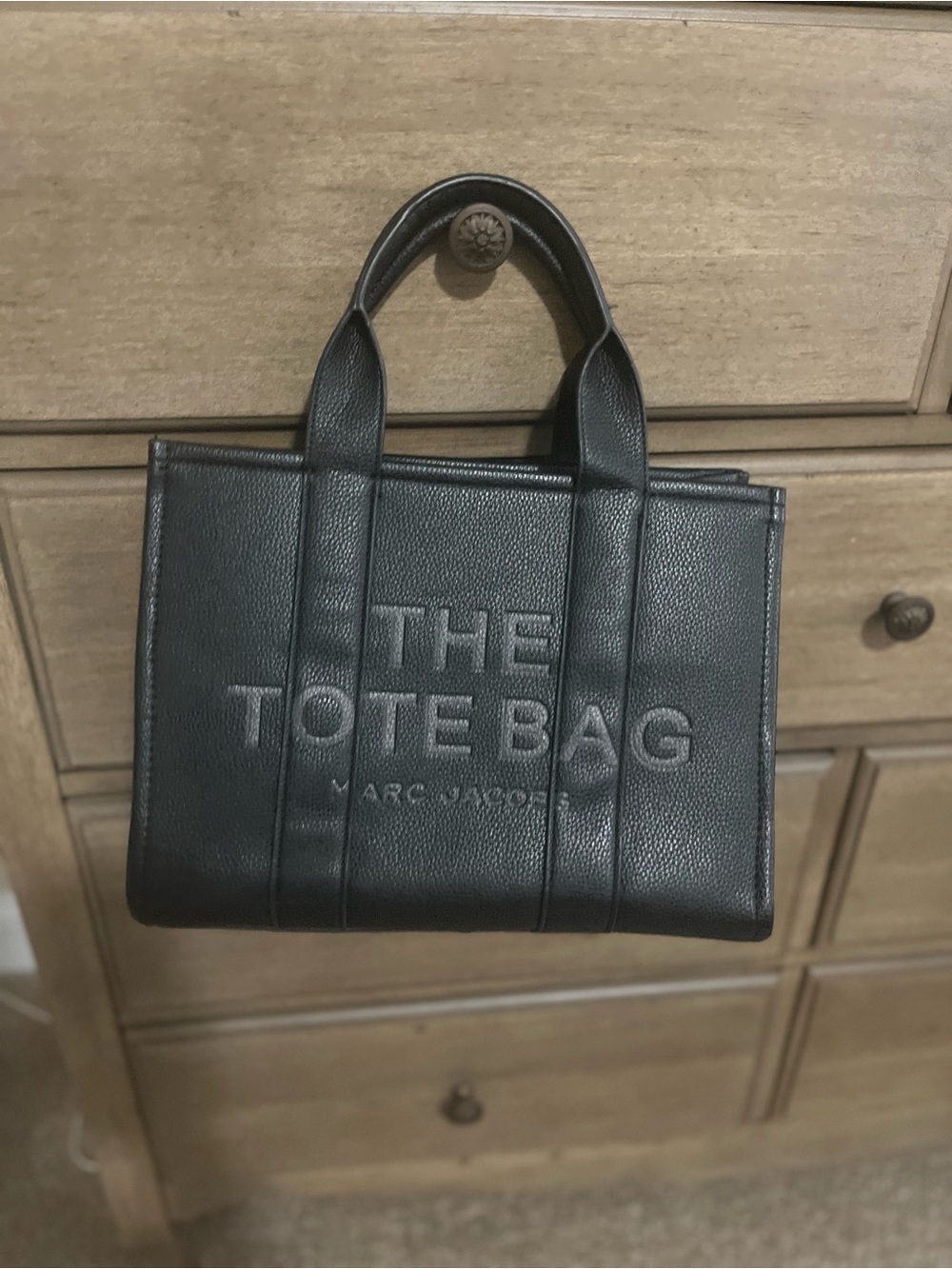 Marc Jacobs Black Pebbled Leather 'The Tote Bag' Mini Tote